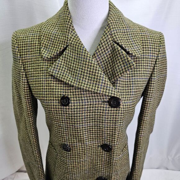 Ann Freedberg Tan Houndstooth Double Breasted Jacket Size P (XS) - Picture 3 of 11